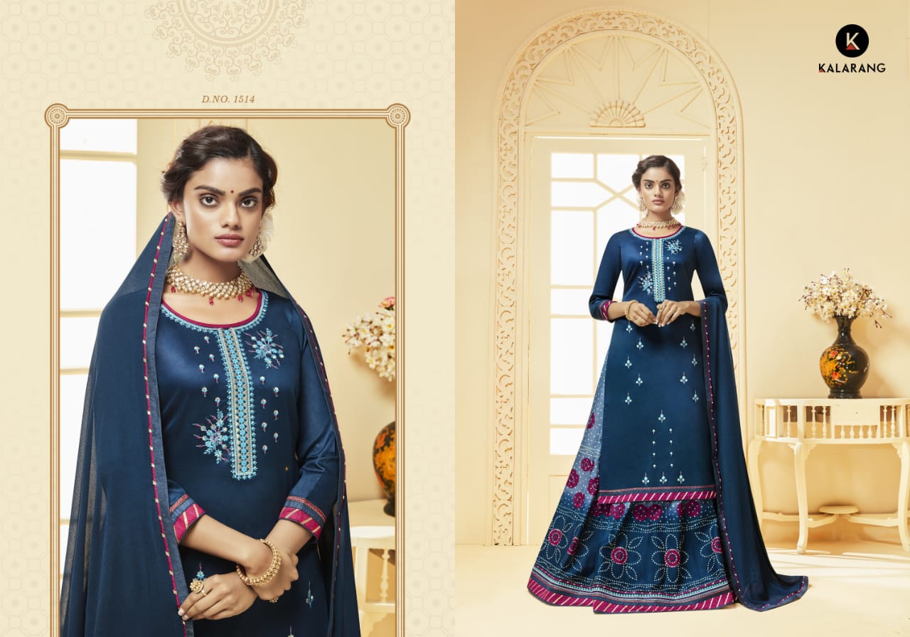 Kalarang  ghunghat attractive modern style jam Silk cotton with Embroidered Salwar suits catalog