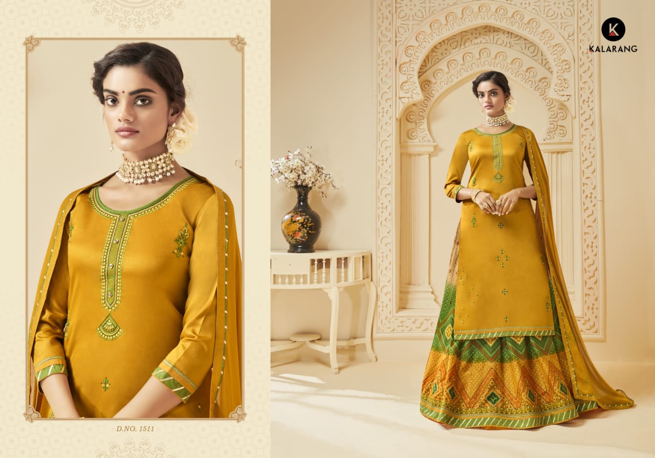 Kalarang  ghunghat attractive modern style jam Silk cotton with Embroidered Salwar suits catalog