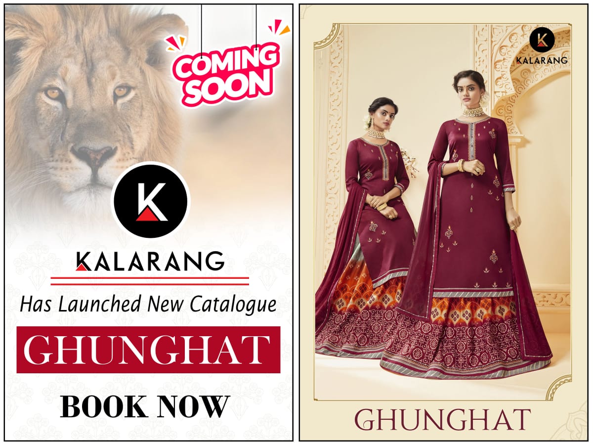 Kalarang  ghunghat attractive modern style jam Silk cotton with Embroidered Salwar suits catalog