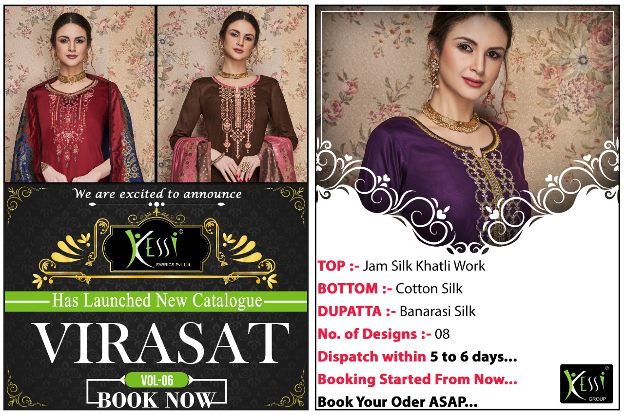 Kessi fabrics virasat vol 6 readymade dress Material online supplier