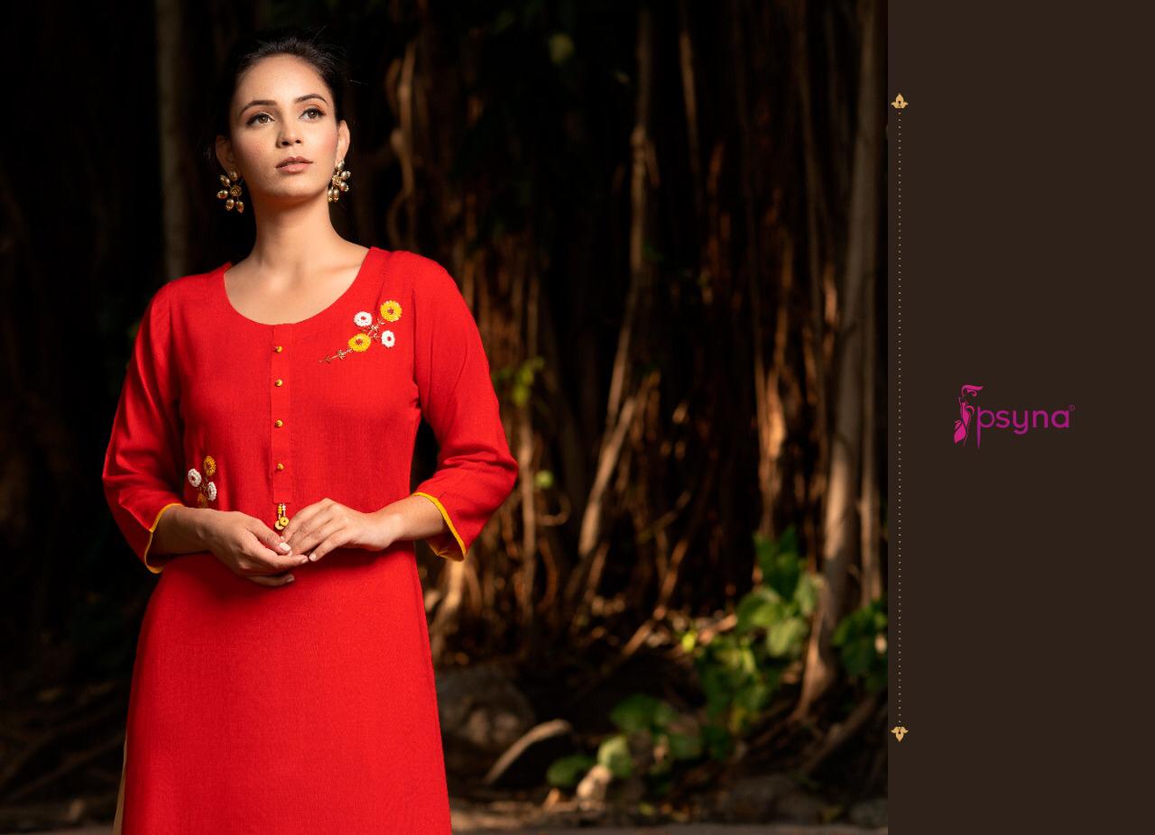 Psyna poshak vol 7 rayon slub  Stylish handwork Kurties Catalog