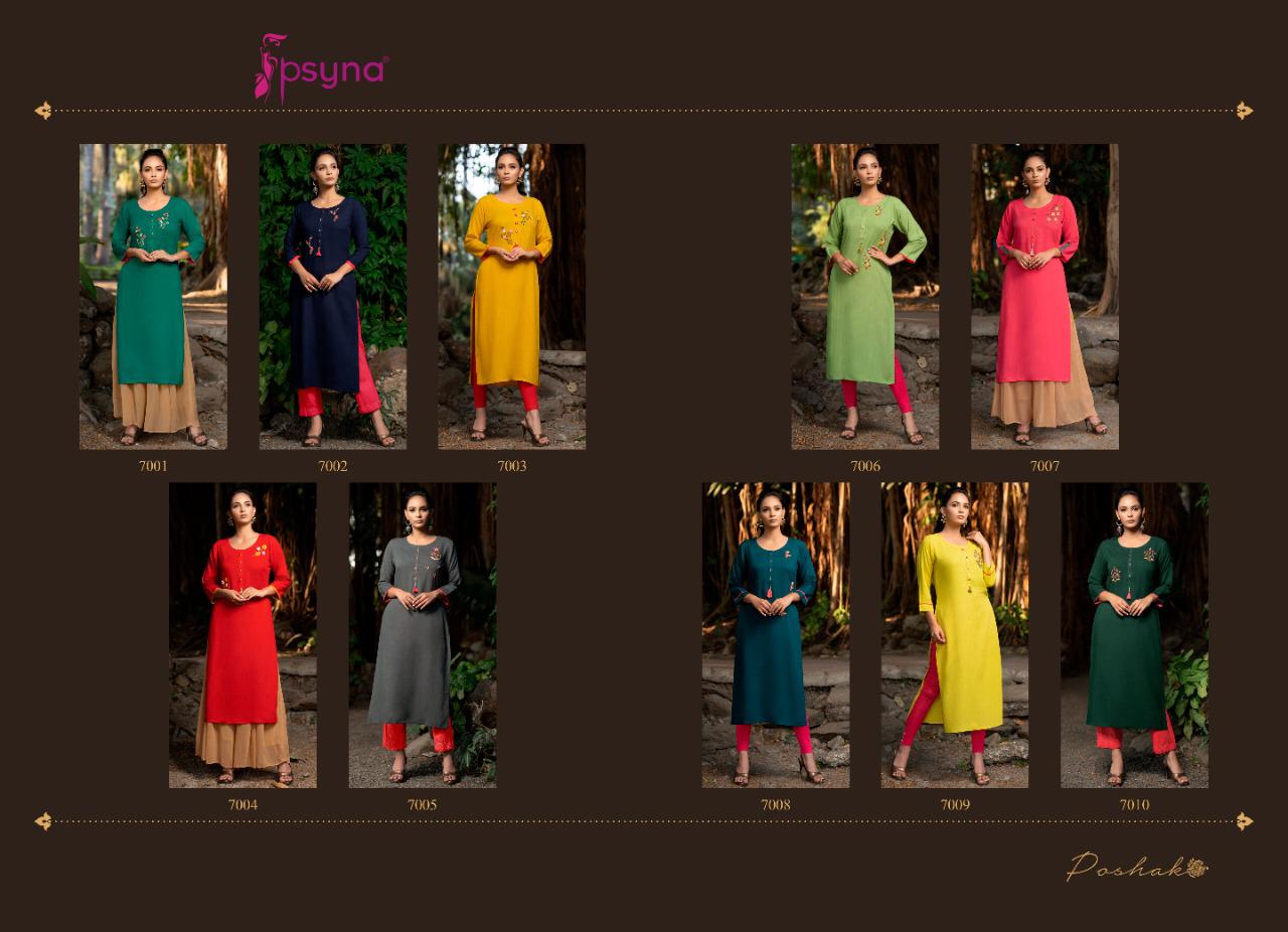 Psyna poshak vol 7 rayon slub  Stylish handwork Kurties Catalog