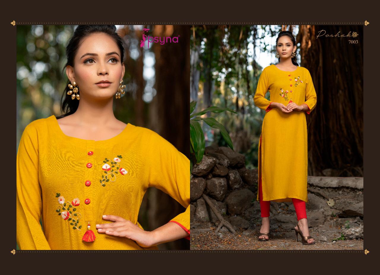 Psyna poshak vol 7 rayon slub  Stylish handwork Kurties Catalog