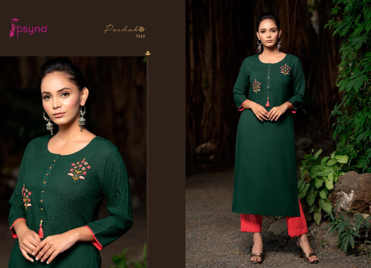 Psyna poshak vol 7 rayon slub  Stylish handwork Kurties Catalog