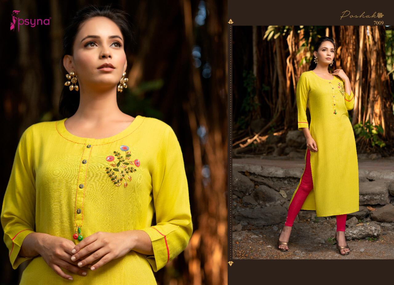 Psyna poshak vol 7 rayon slub  Stylish handwork Kurties Catalog