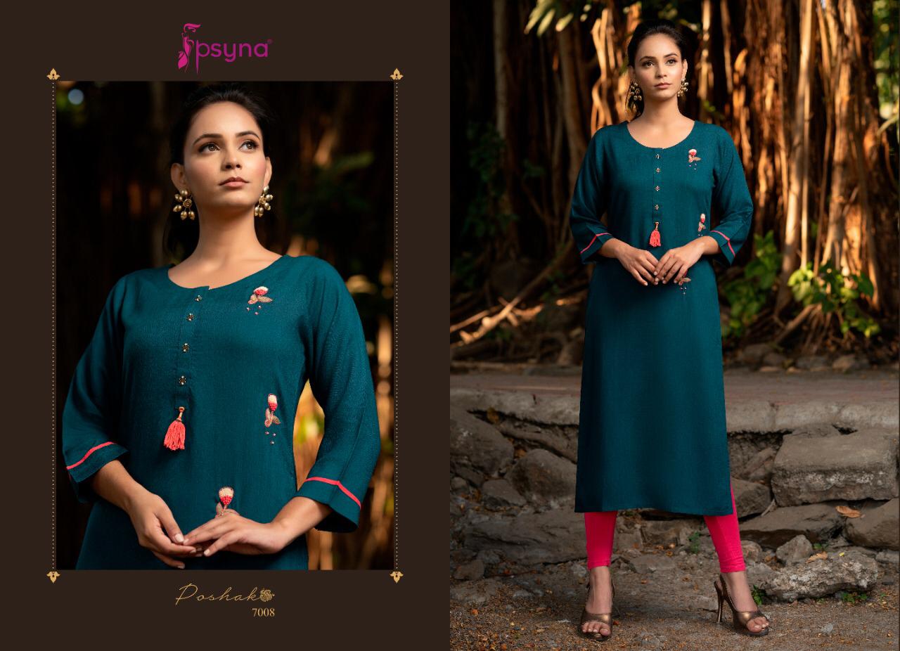 Psyna poshak vol 7 rayon slub  Stylish handwork Kurties Catalog