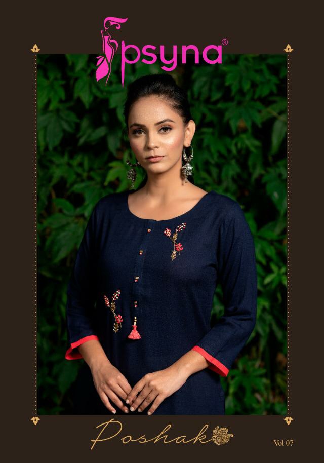 Psyna poshak vol 7 rayon slub  Stylish handwork Kurties Catalog