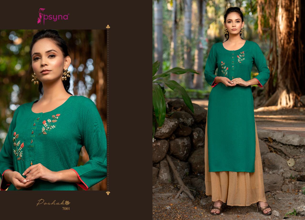 Psyna poshak vol 7 rayon slub  Stylish handwork Kurties Catalog