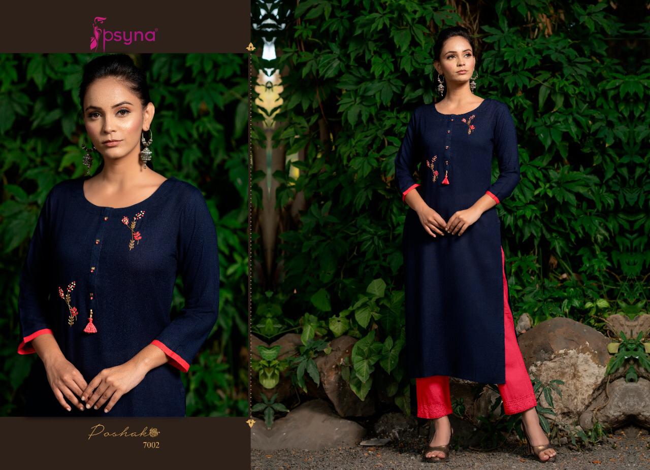 Psyna poshak vol 7 rayon slub  Stylish handwork Kurties Catalog