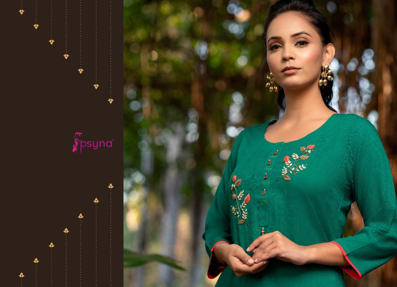 Psyna poshak vol 7 rayon slub  Stylish handwork Kurties Catalog