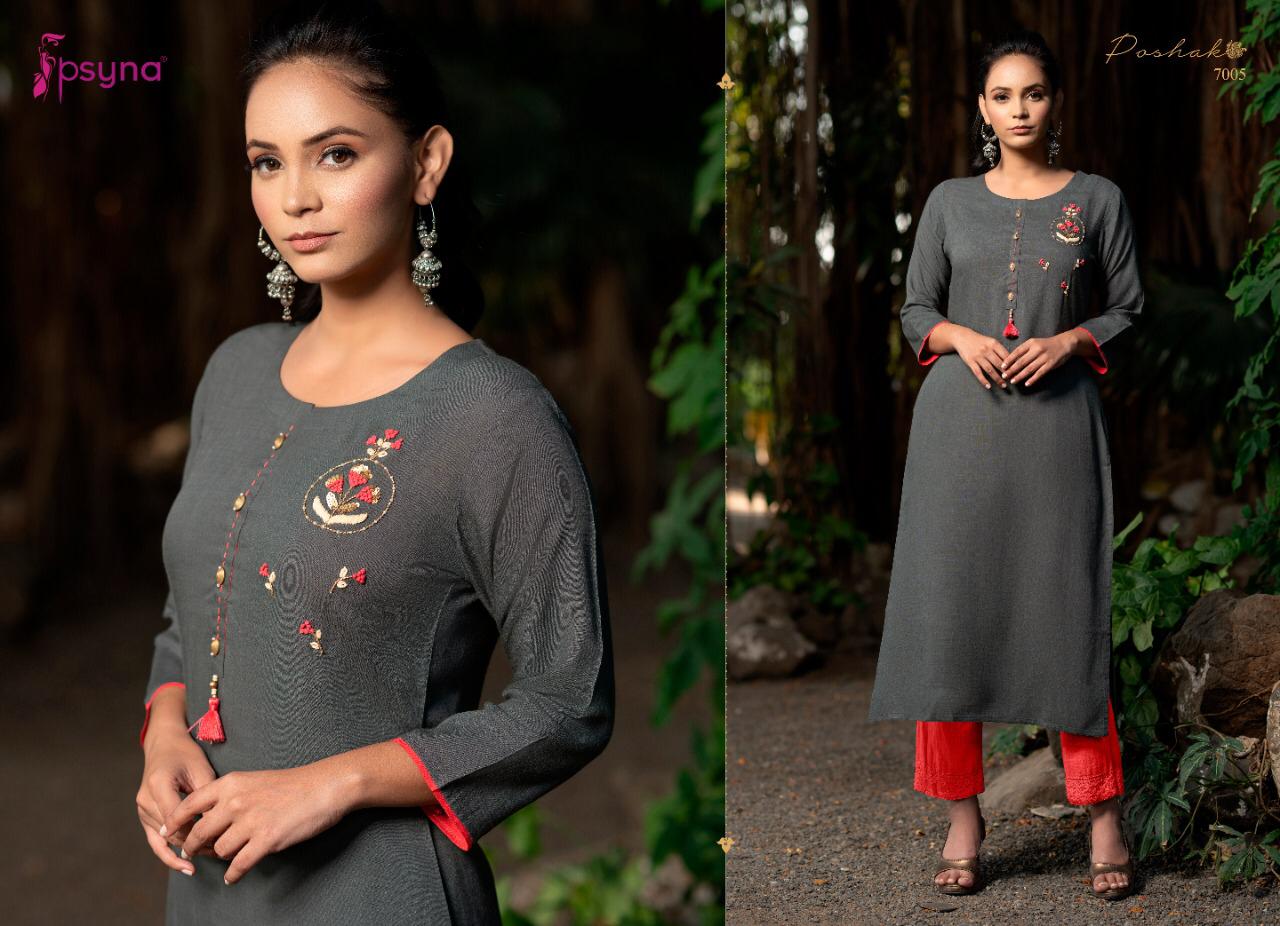 Psyna poshak vol 7 rayon slub  Stylish handwork Kurties Catalog