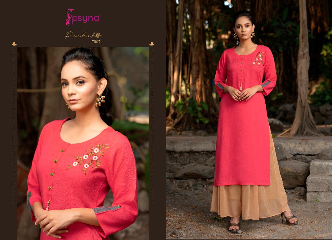 Psyna poshak vol 7 rayon slub  Stylish handwork Kurties Catalog