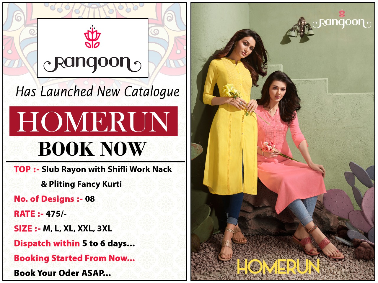 Rangoon Kessi  homerun exclusively rayon kurti Catalog