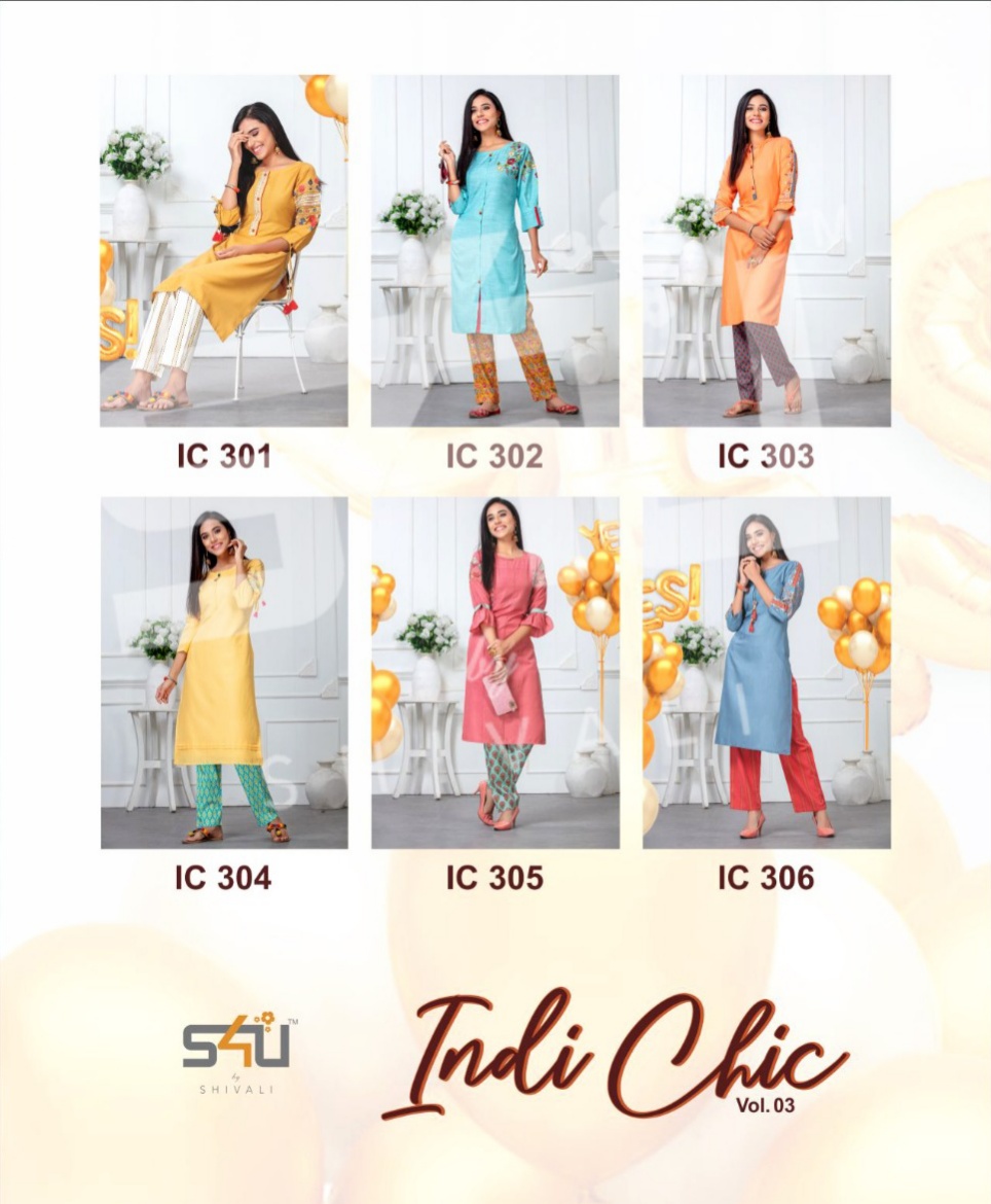 S4u by indi chic vol 3 wholesale price classic kurties catalog