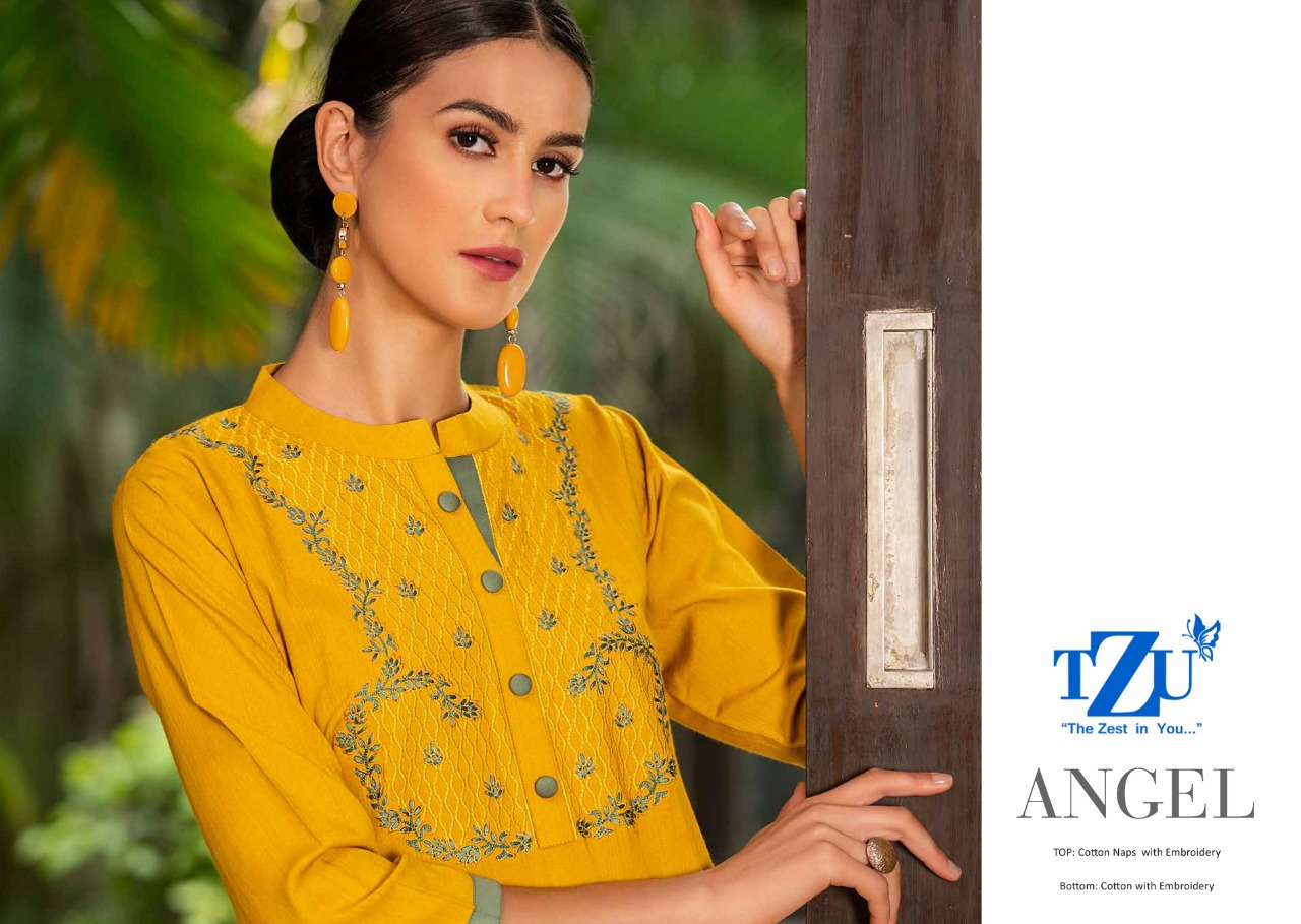 TZU LIFE STYLE ANGEL MODERN TRENDY EMBROIDERY KURTI WITH PANT CATALOG