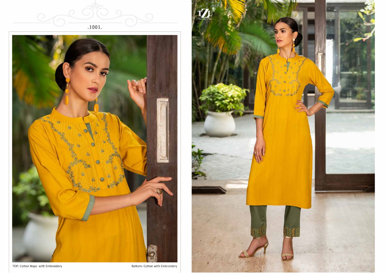 TZU LIFE STYLE ANGEL MODERN TRENDY EMBROIDERY KURTI WITH PANT CATALOG