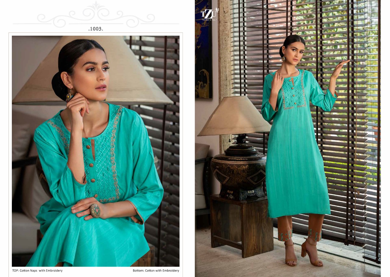 TZU LIFE STYLE ANGEL MODERN TRENDY EMBROIDERY KURTI WITH PANT CATALOG