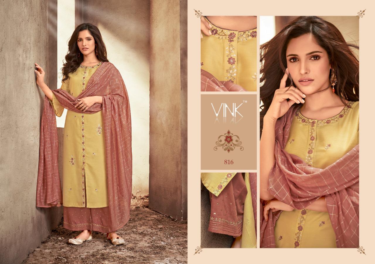 Vink starlight beautiful embroidered kurti plazzo with dupatta collection dealer