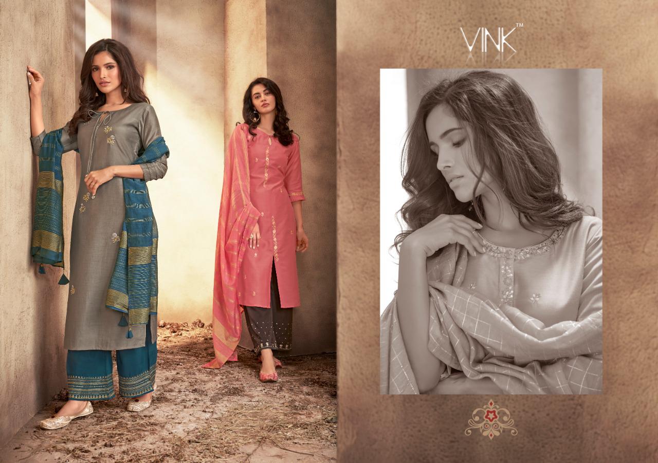 Vink starlight beautiful embroidered kurti plazzo with dupatta collection dealer