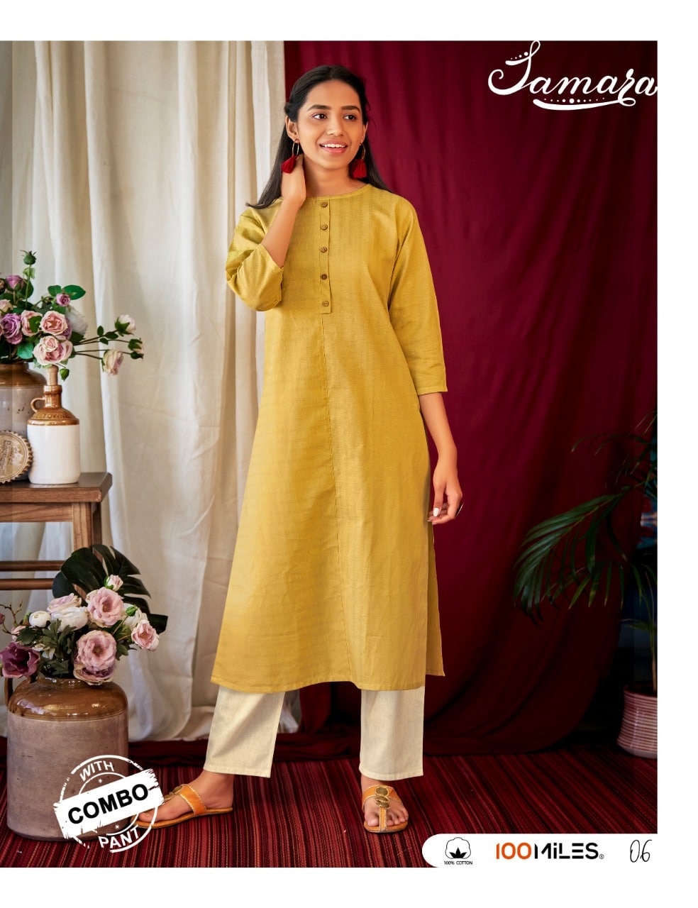 100 miles samara cotton kurti with pants daily wear collection