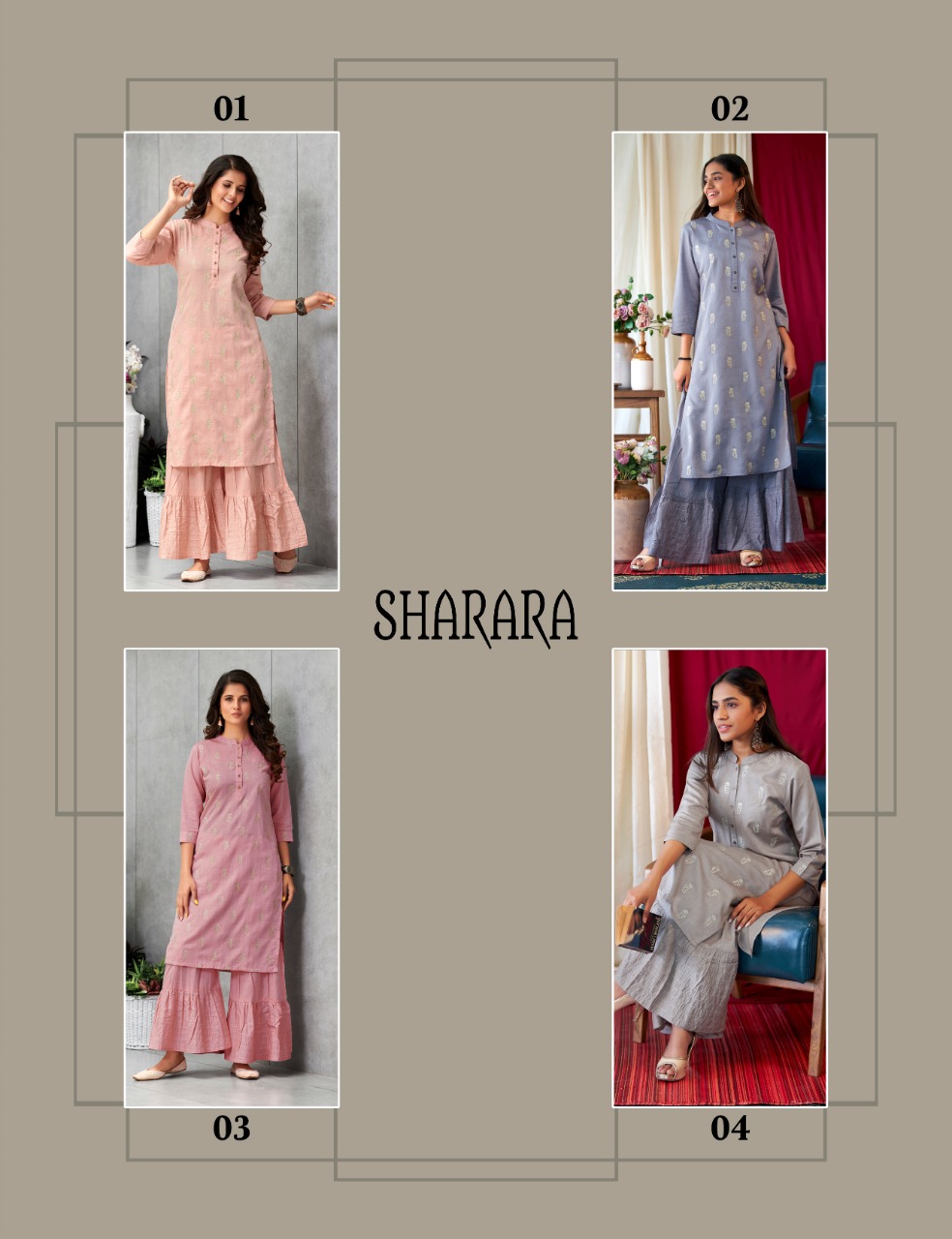 100 miles sharara with bottom innovative style kurti catalog