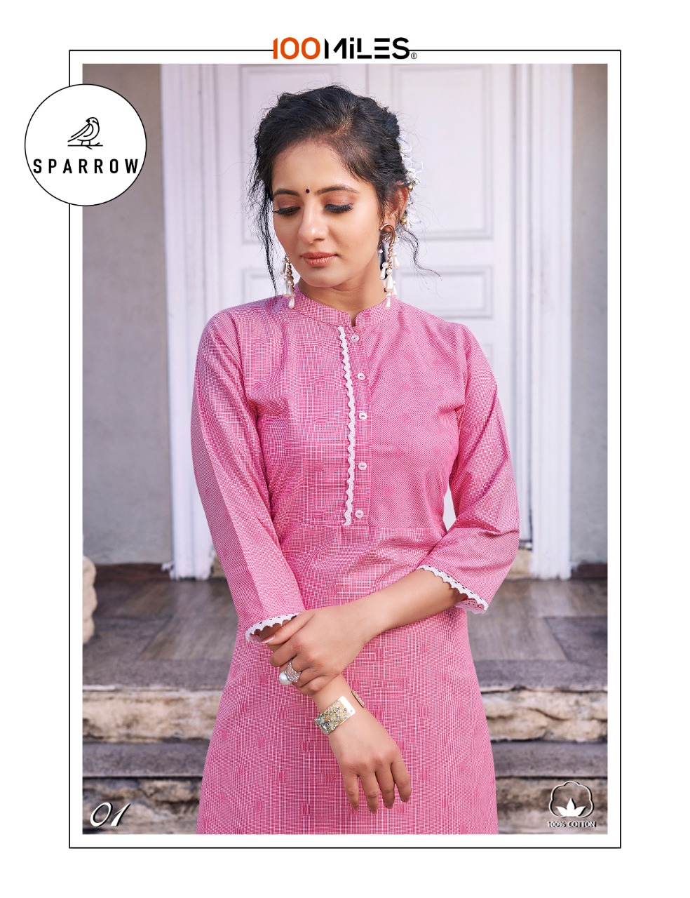 100 miles sparrow cotton casual wear kurti catalog