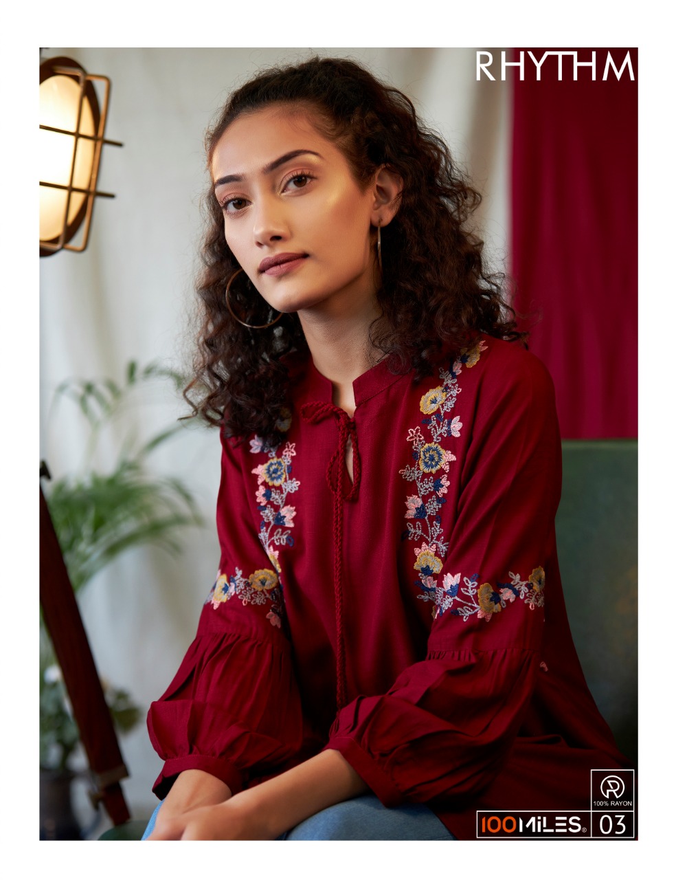 100 milles rhythm rayon exclusive embroidery tops catalog