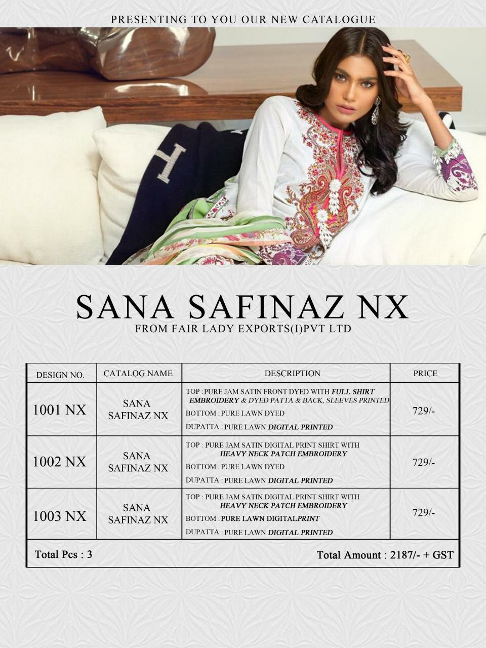 Fairlady sana safinaz satin nx karachi suits wholesale online