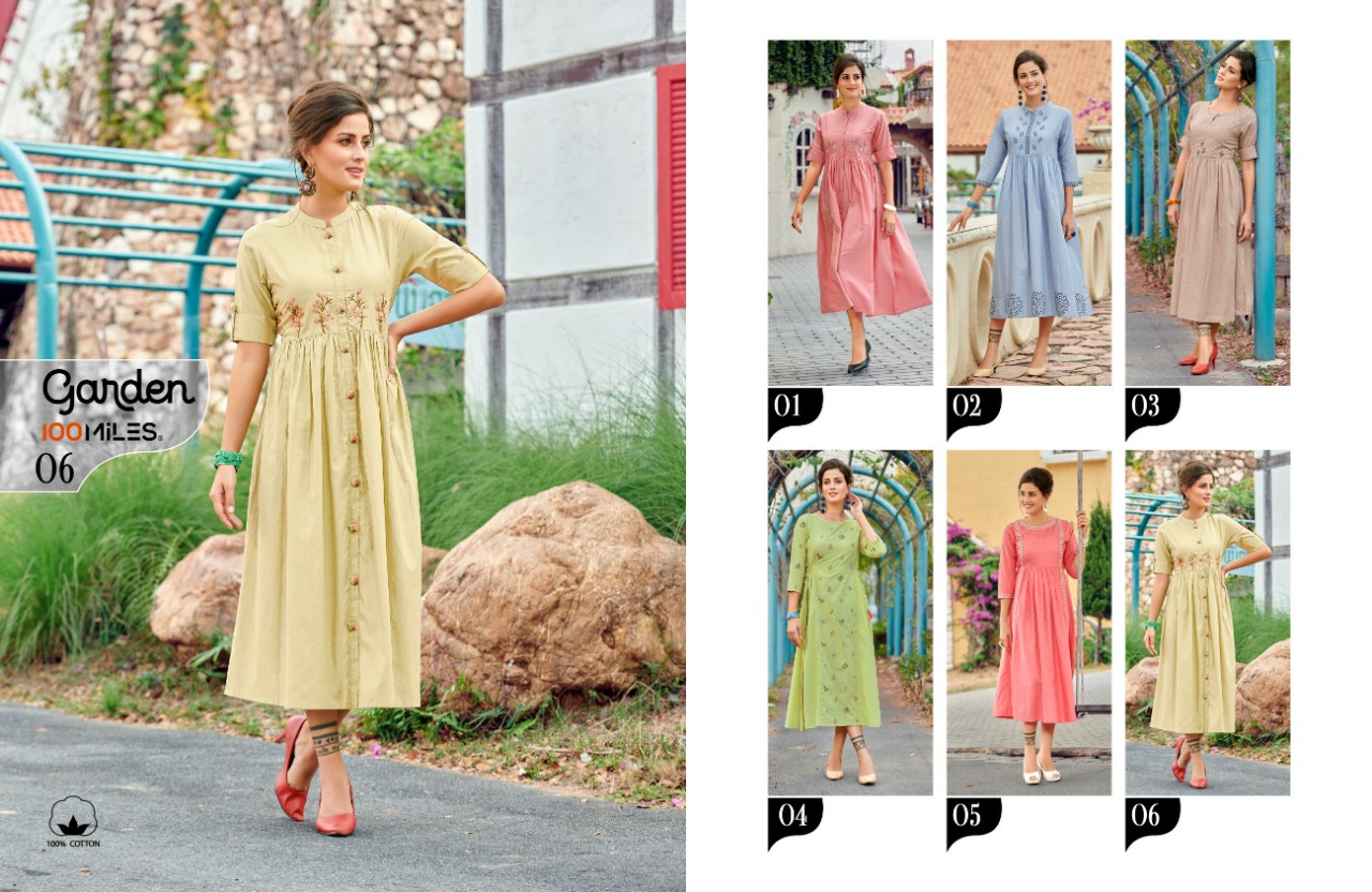 100 miles garden colourfull cotton gowns ready to wear collection