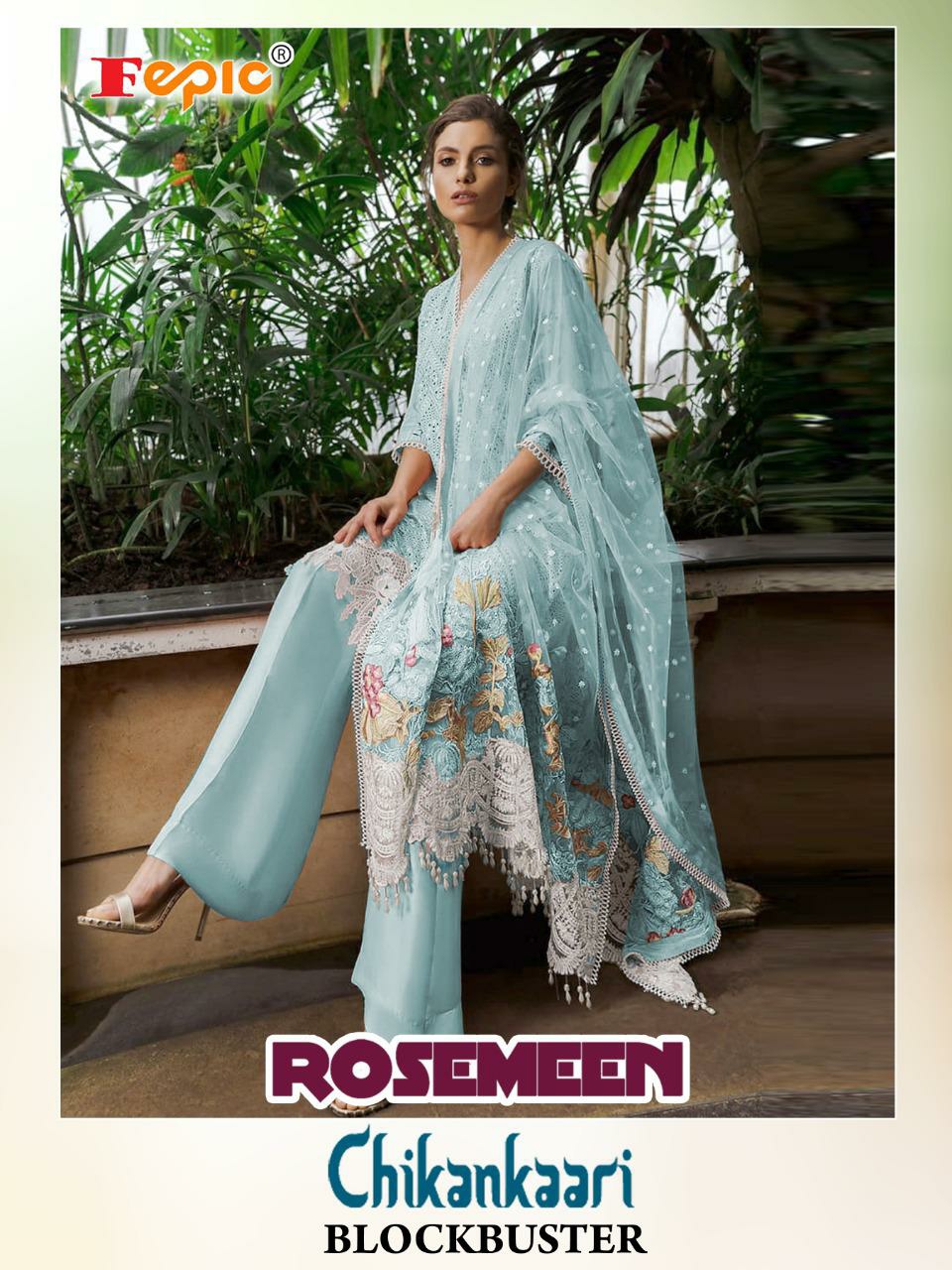 Fepic rosemeen chikankaari cotton authentic faric pakistani look salwar suit catalog