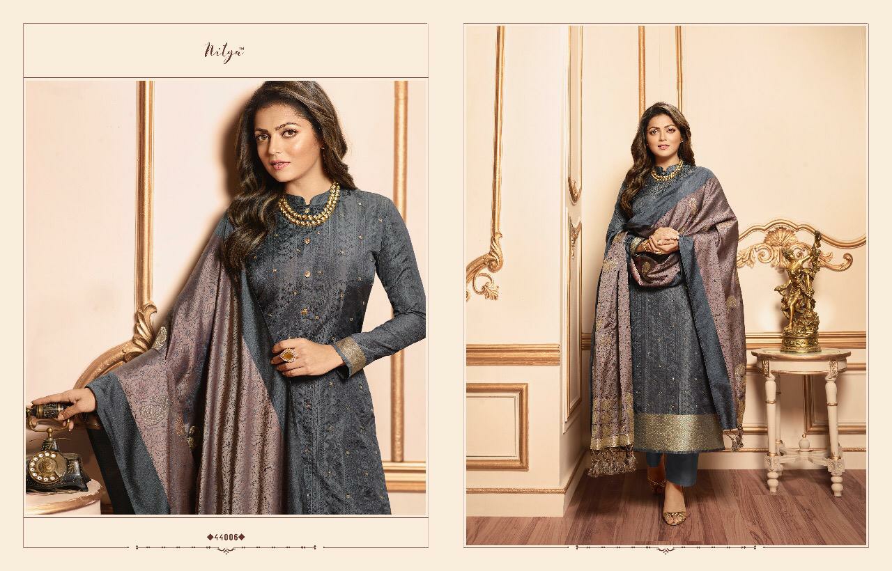 l t fashion nitya VOL 144  silk jacquard fency look salwar suit catalog