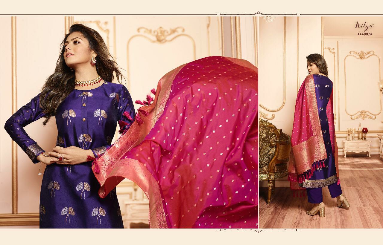 l t fashion nitya VOL 144  silk jacquard fency look salwar suit catalog