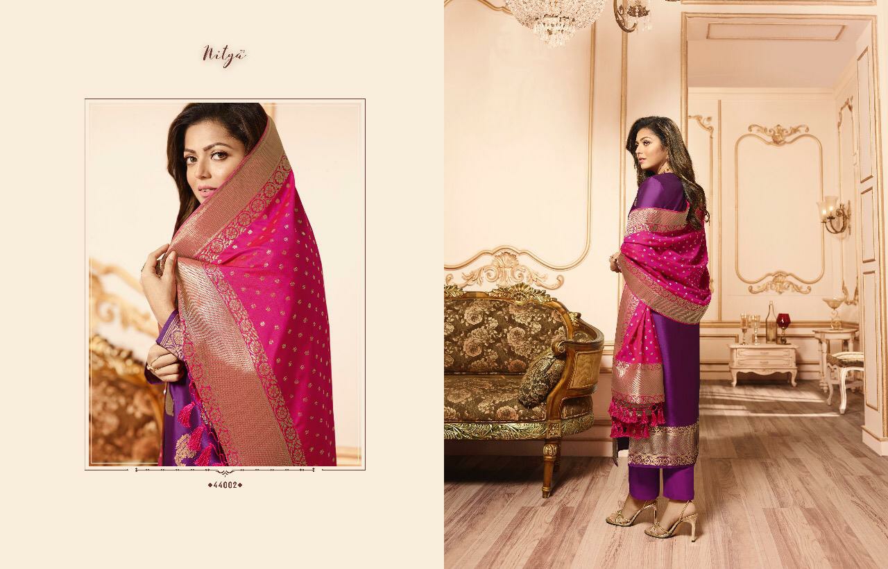 l t fashion nitya VOL 144  silk jacquard fency look salwar suit catalog