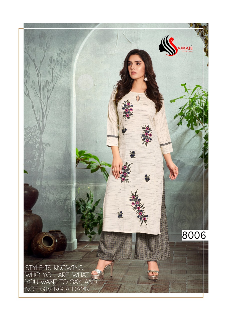 Sawan Creation Dani vol 8 elagant look attractive designed Kurties with plazzo catalog