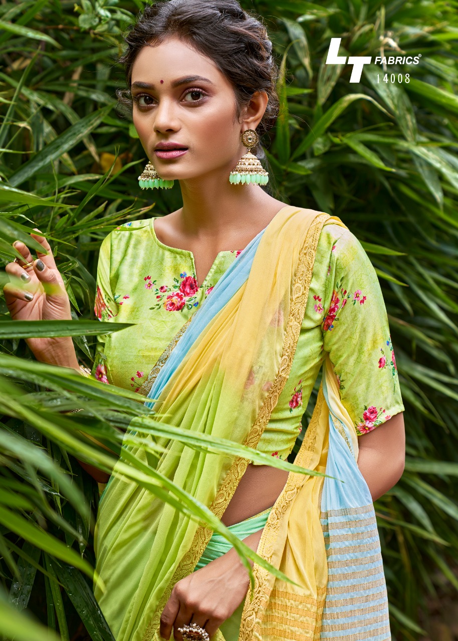 L t fashion satrupa chiffon attractiv with blouse saree catalog