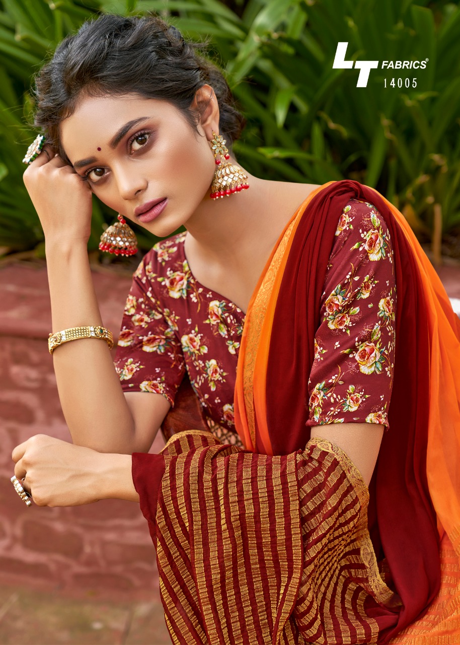 L t fashion satrupa chiffon attractiv with blouse saree catalog