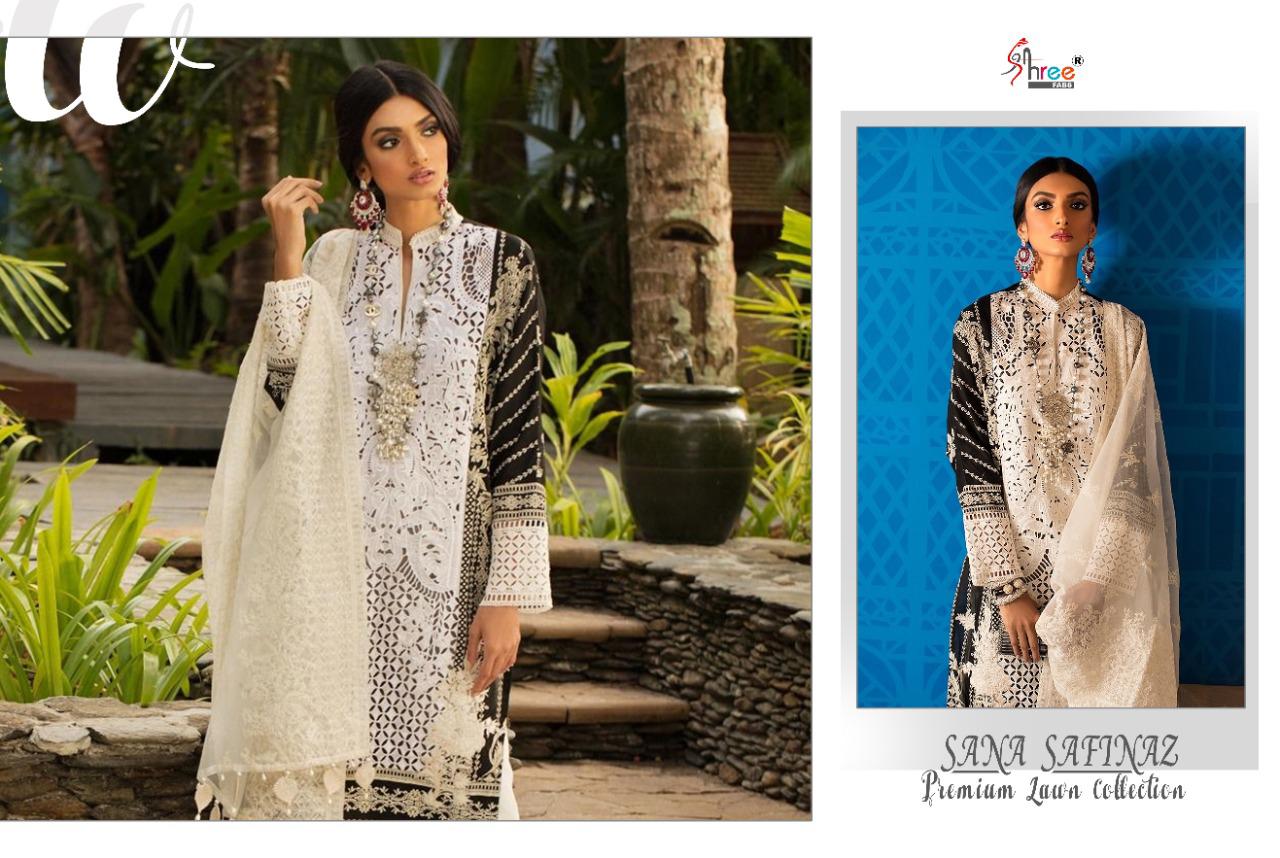 shree fabs sana safinaz premium lawn collection cotton regal look salwar suit catalog