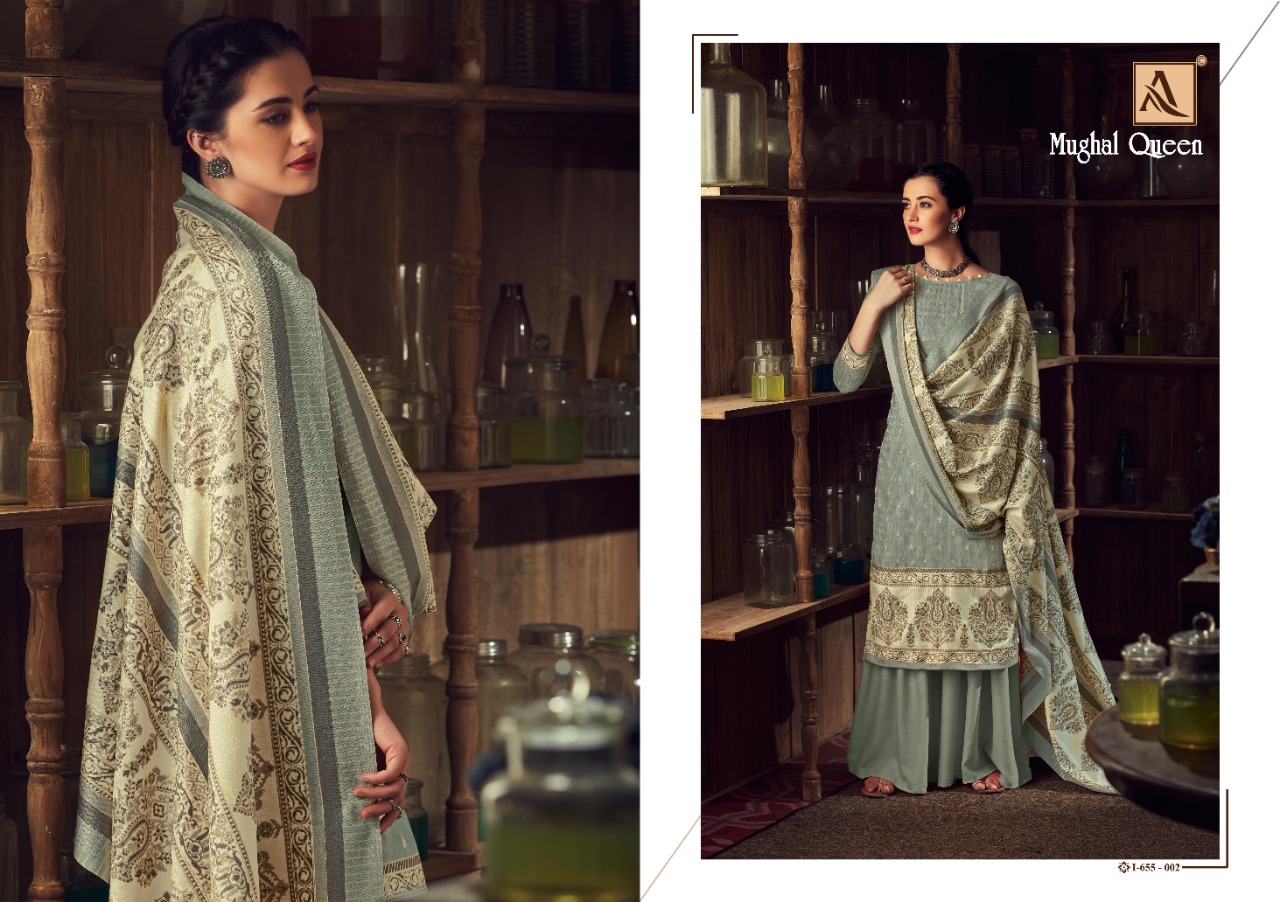 Alok Suit Mughal Queen  Wool Pashmina elegant look salwar suit catalog