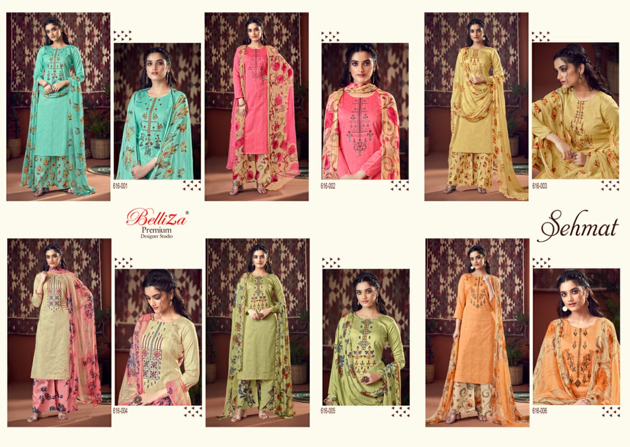 Belliza designer studio sehmat cotton embroidered salwar kameez collection