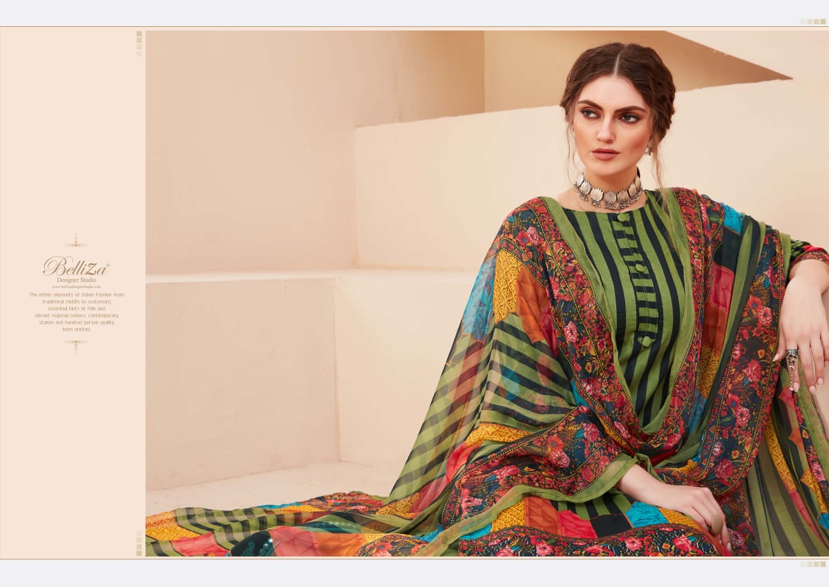 Belliza designer studio zohra digital printed cotton dress Material catalog