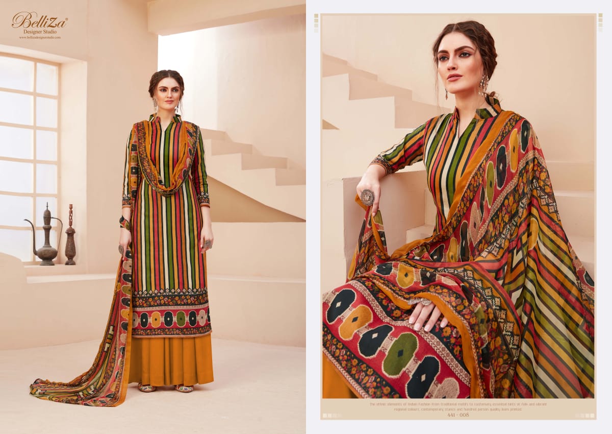 Belliza designer studio zohra digital printed cotton dress Material catalog