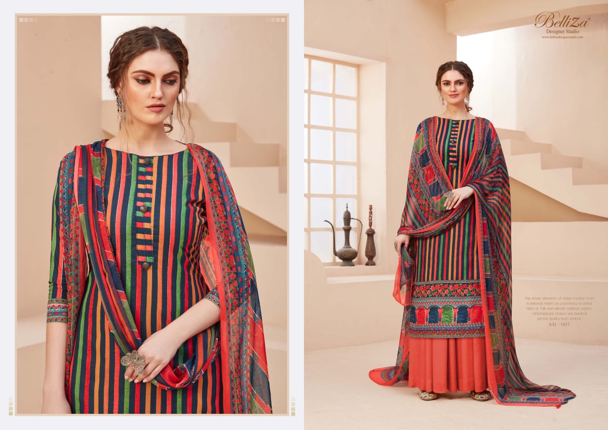 Belliza designer studio zohra digital printed cotton dress Material catalog