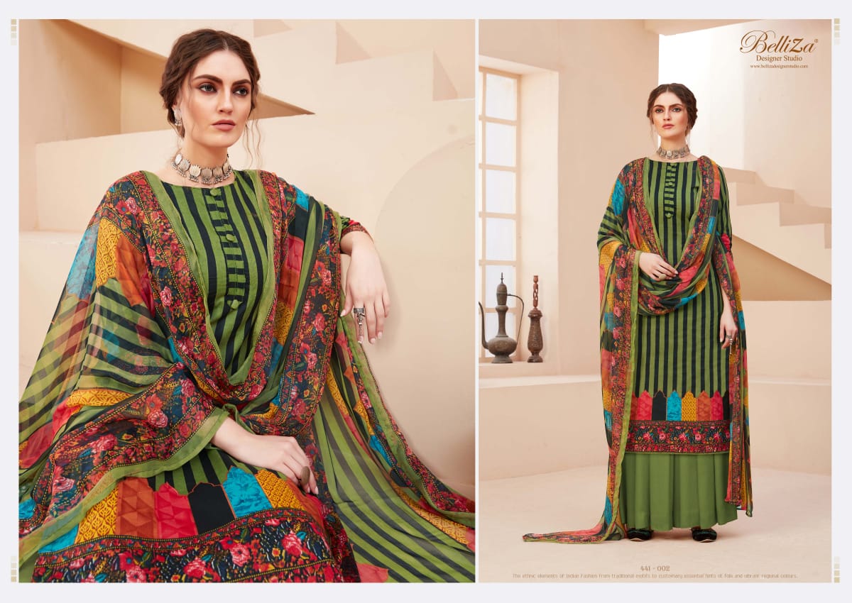 Belliza designer studio zohra digital printed cotton dress Material catalog