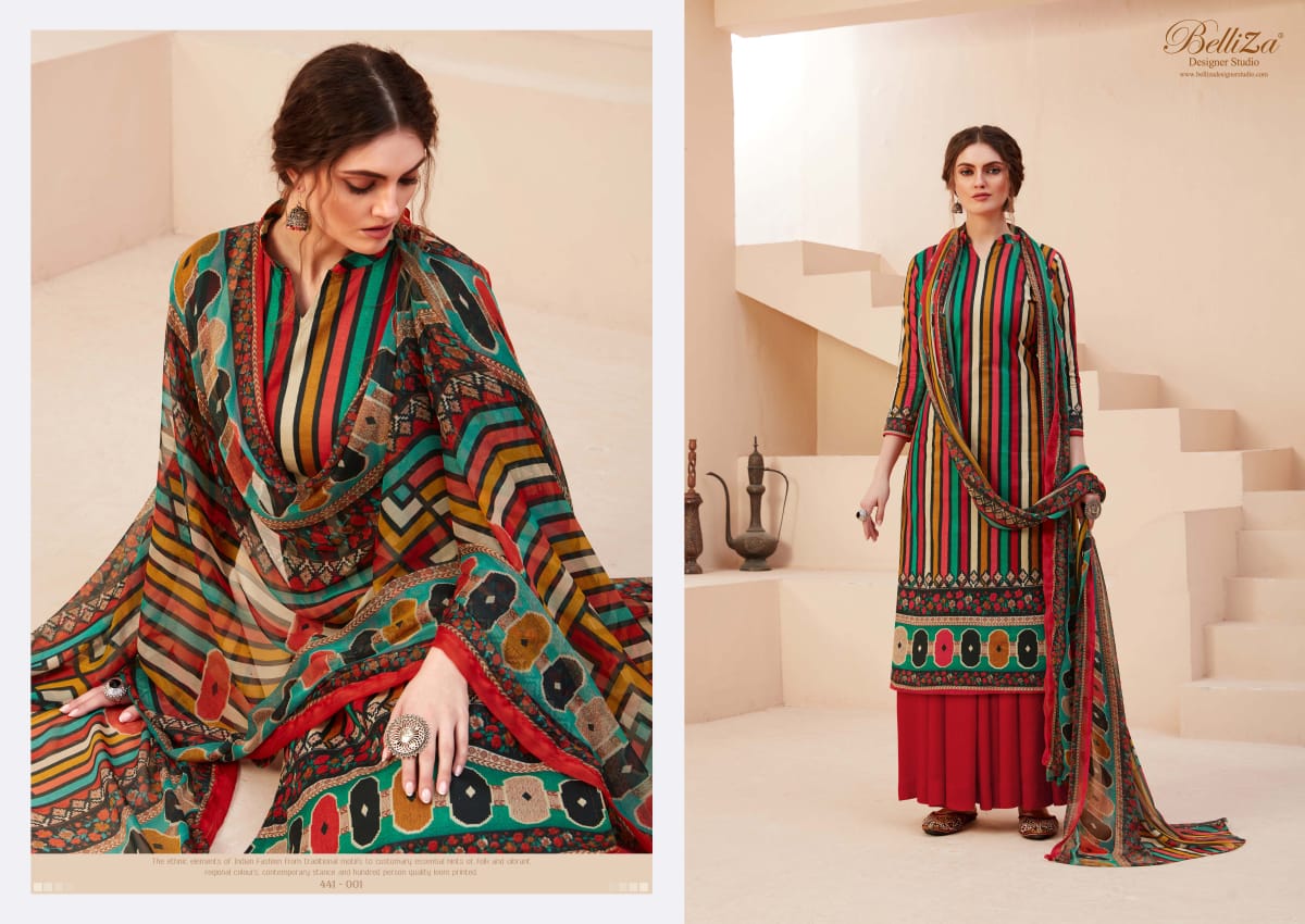 Belliza designer studio zohra digital printed cotton dress Material catalog