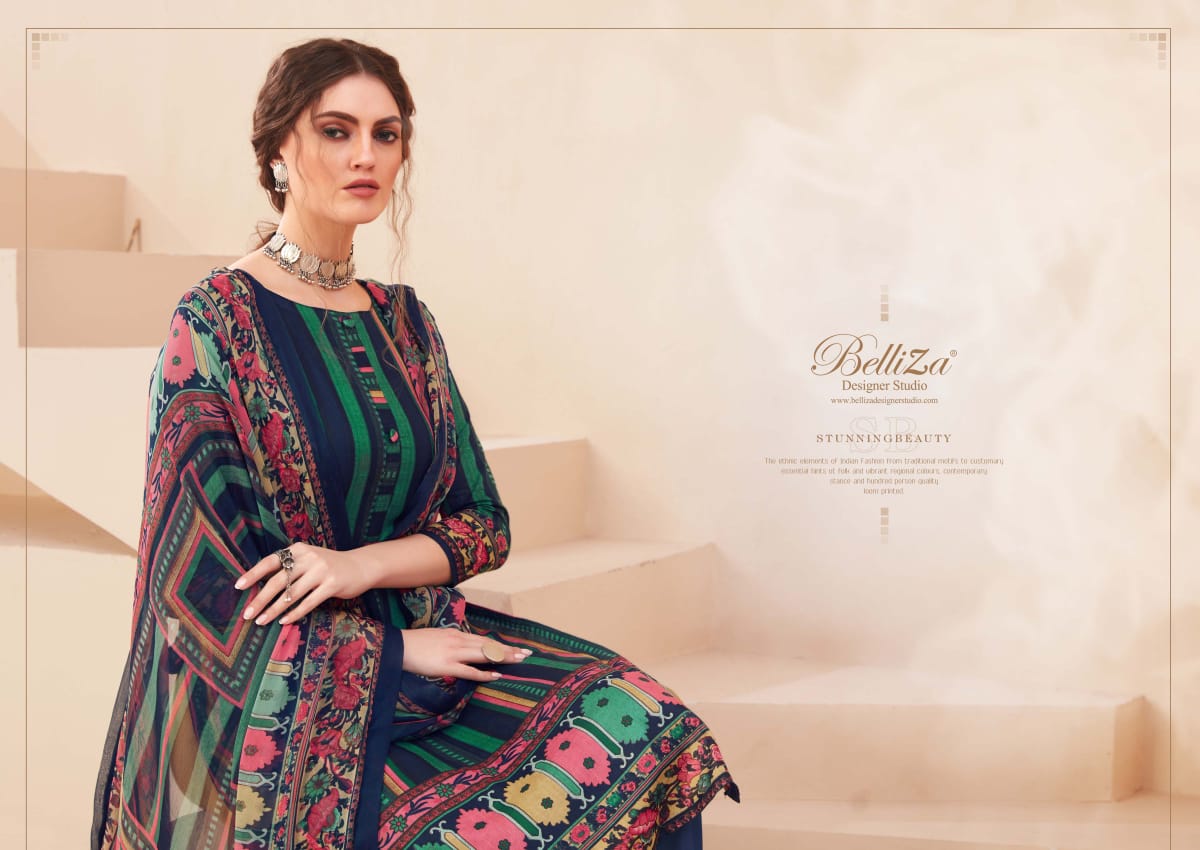 Belliza designer studio zohra digital printed cotton dress Material catalog