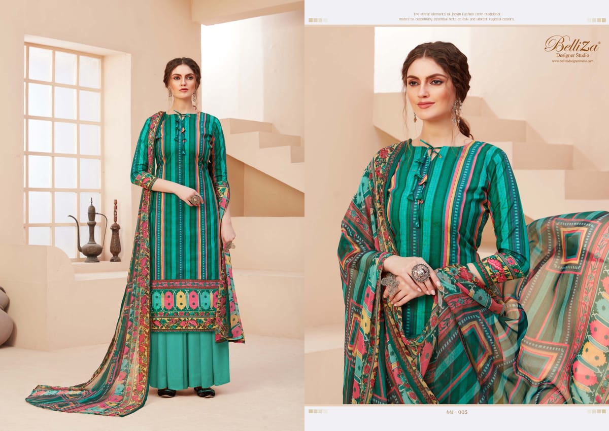 Belliza designer studio zohra digital printed cotton dress Material catalog