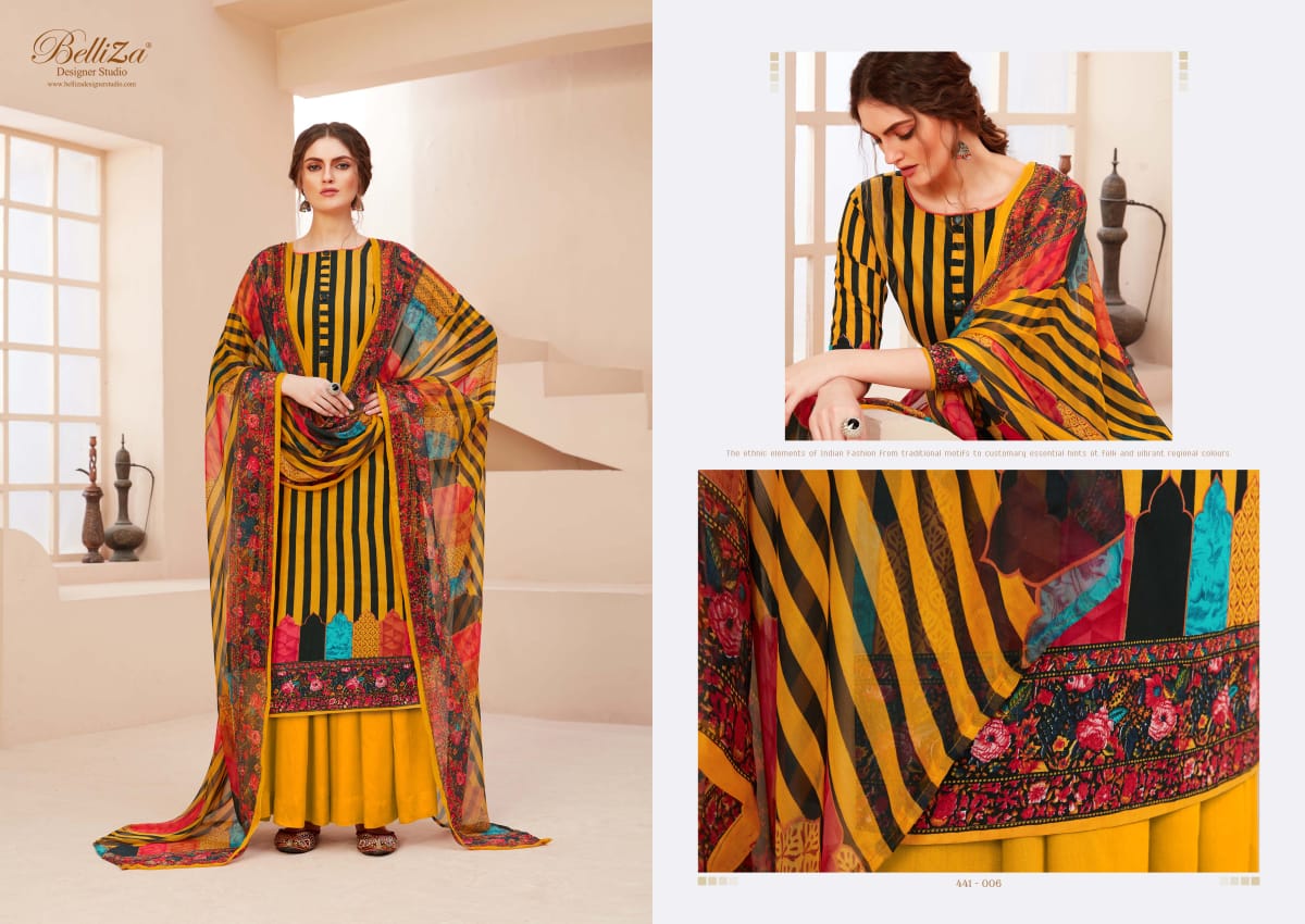 Belliza designer studio zohra digital printed cotton dress Material catalog