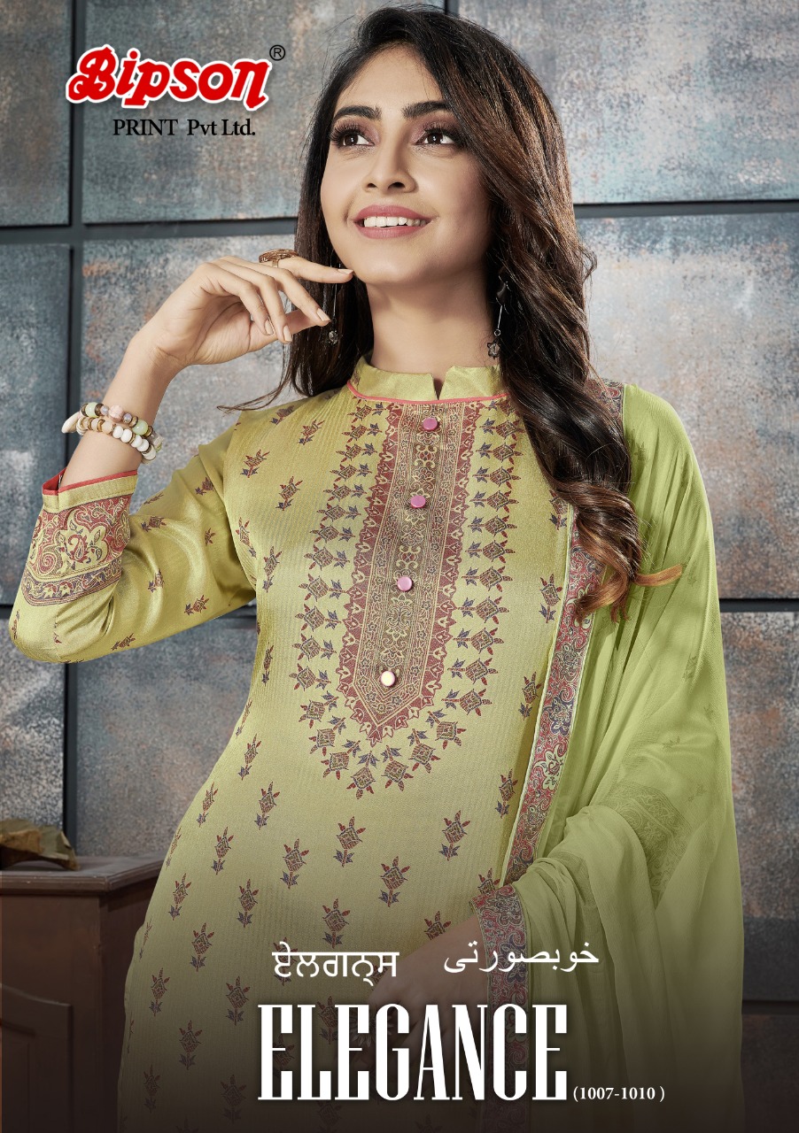 bipson elegance 1007 1010  silk  exclusive  print salwar suit  catalog