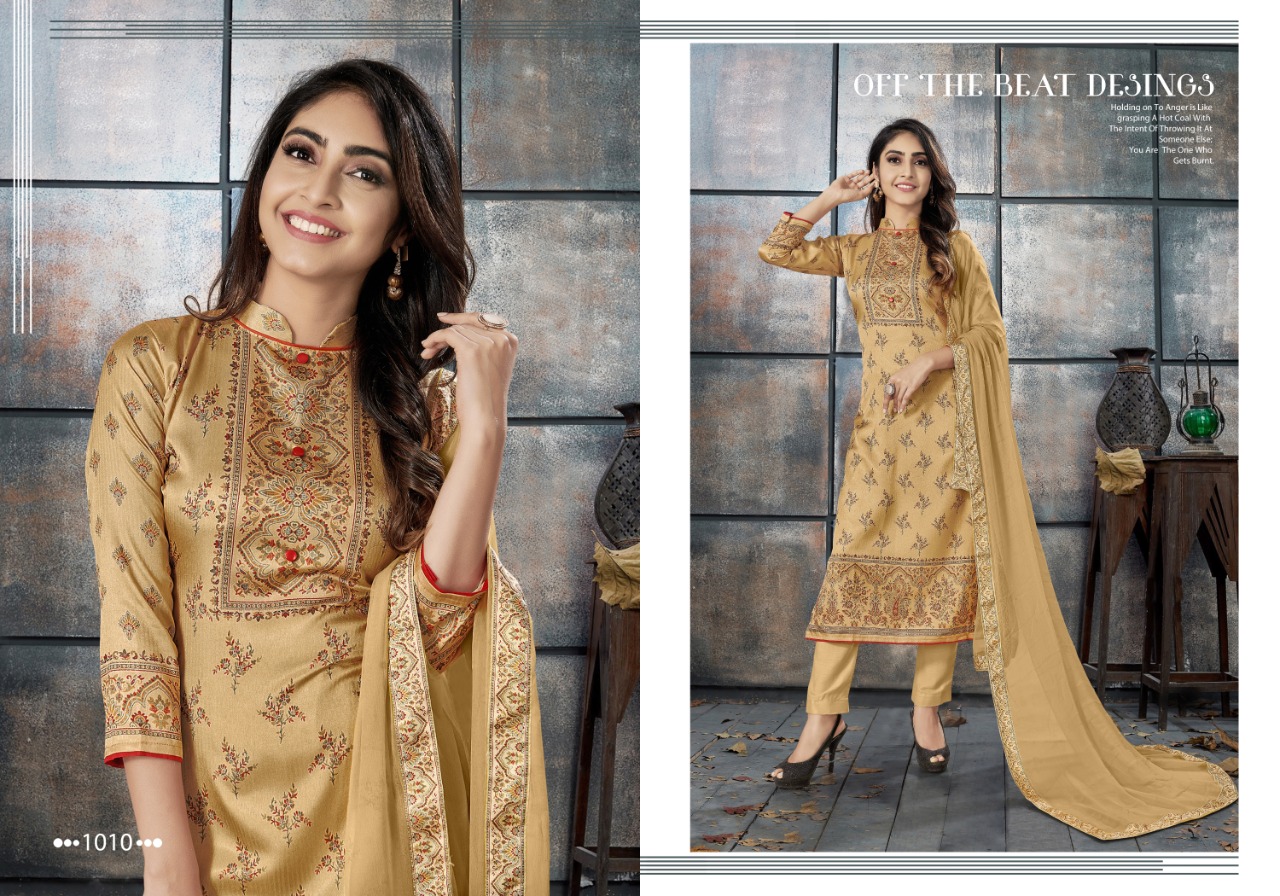 bipson elegance 1007 1010  silk  exclusive  print salwar suit  catalog