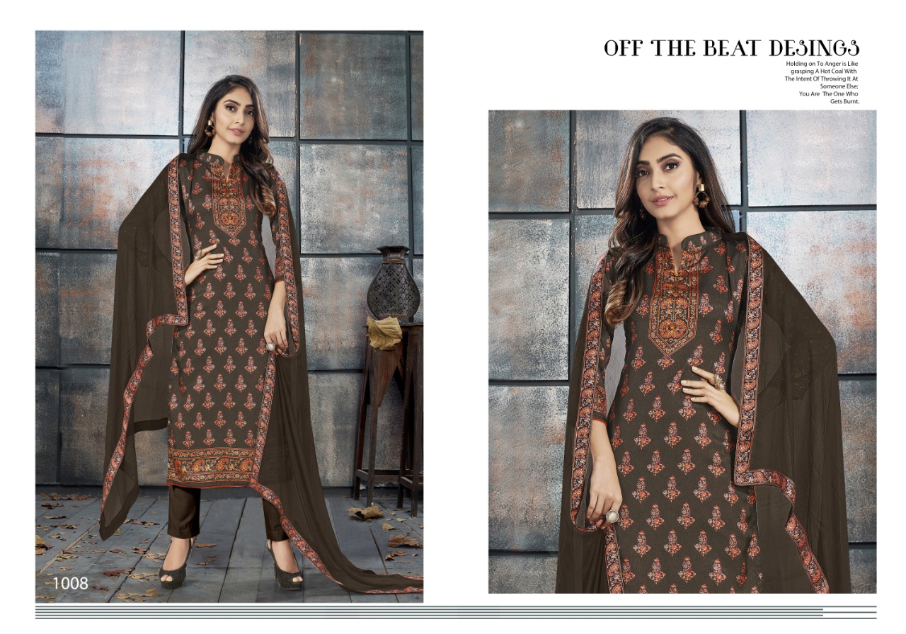 bipson elegance 1007 1010  silk  exclusive  print salwar suit  catalog